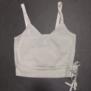 MADEWELL cream faux wrap Finale tank top in textured cotton blend, XXS